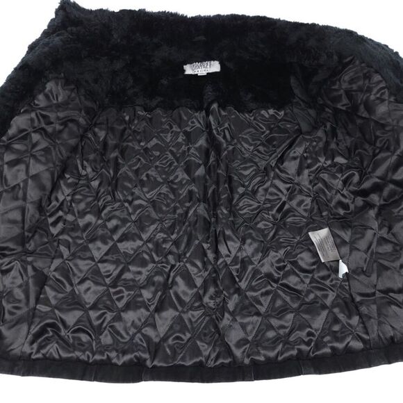 VINTAGE 90s Wilsons Leather Genuine Leather Western Fur Collar Coat Black Medium - Picture 9 of 9